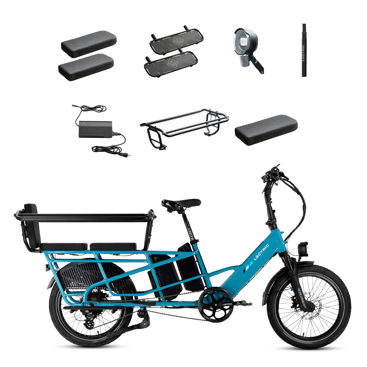 XPedition 2.0 Raindrop Blue Long-Range Dual-Battery + FREE Running Boards, Cushions, Elite Headlight, Suspension Seat Post, Fast Charger, & Orbitor ($654 Value)